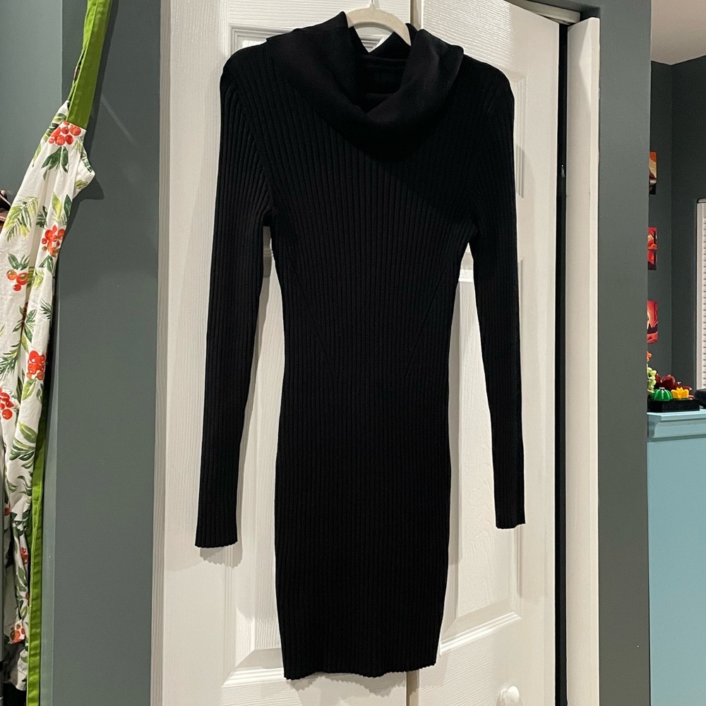 black turtleneck dress